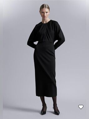 & other stories Black Pleated Bodice Midi Dress